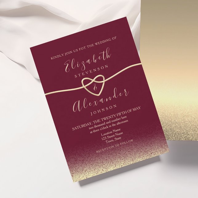 Faire invitation de mariage en bordeaux et or (Créateur téléchargé)