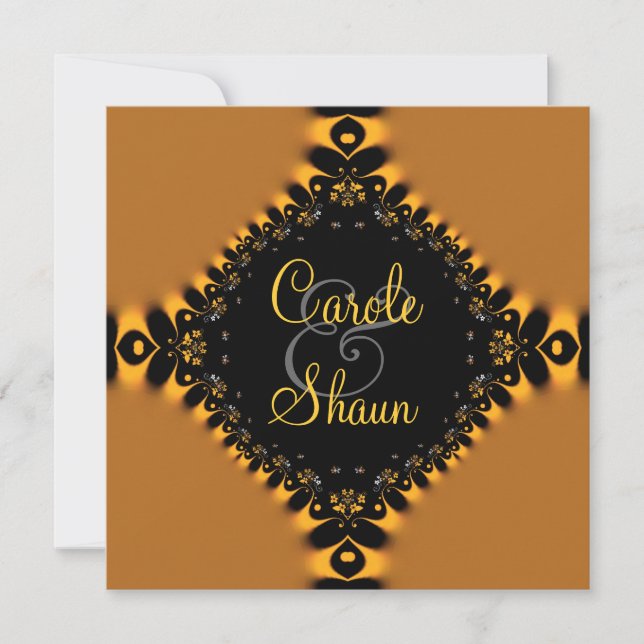 Faire invitation de mariage en dentelle d'or (Devant)