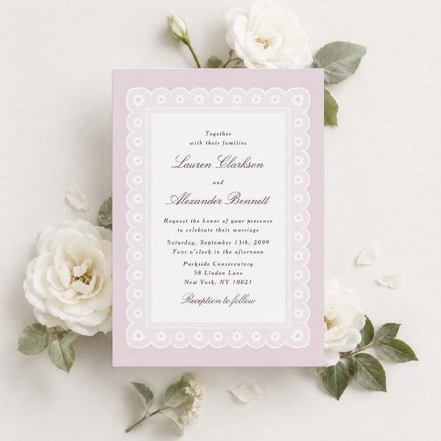 Faire invitation de mariage en dentelle rose (Créateur téléchargé)