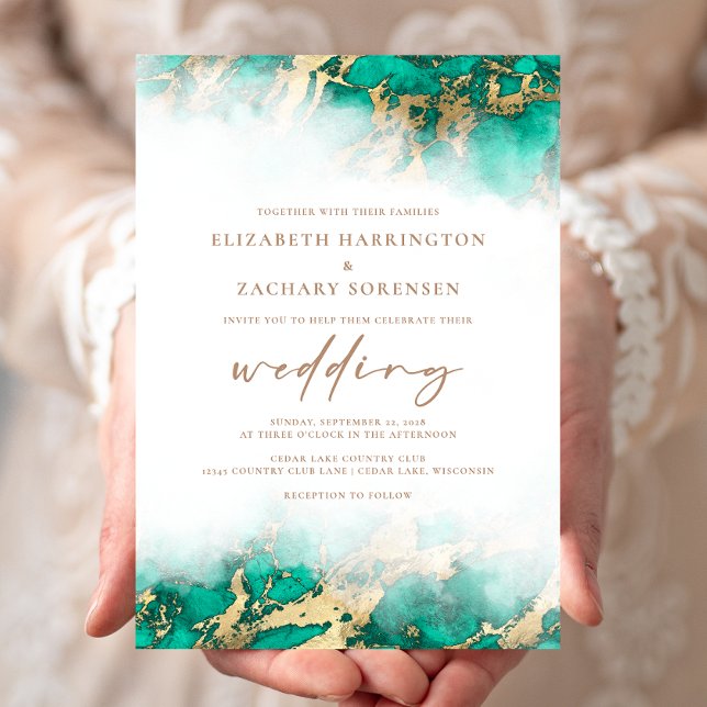 Faire invitation de mariage en marbre sarcelle ver (Créateur téléchargé)