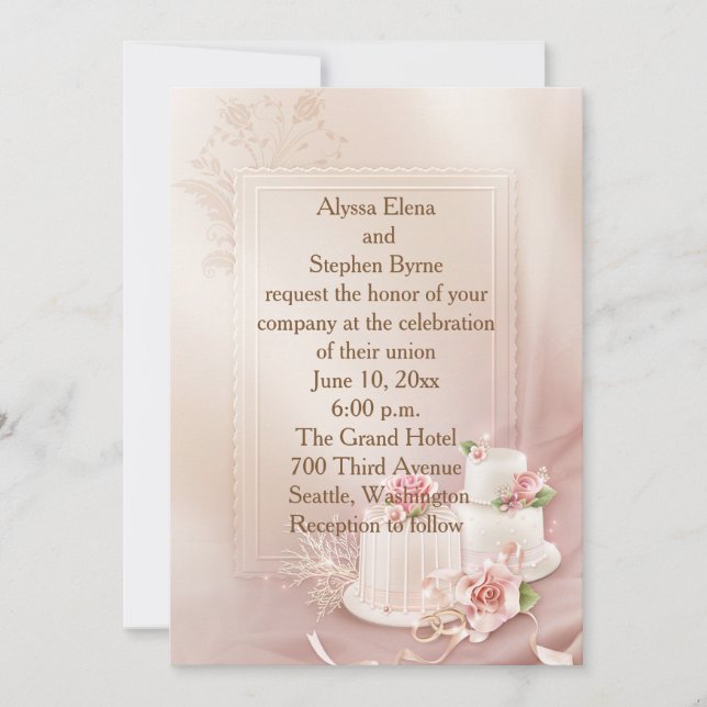 Faire invitation de mariage en or et ivoire (Devant)
