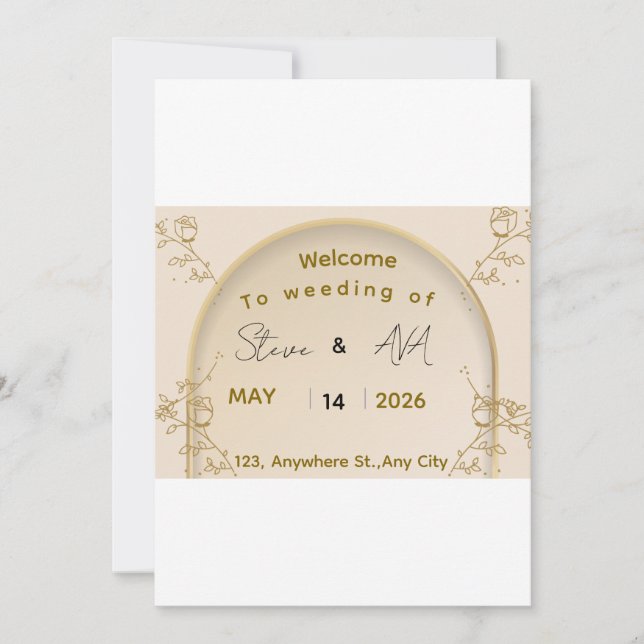 Faire invitation de mariage en or royal | Élégant  (Devant)