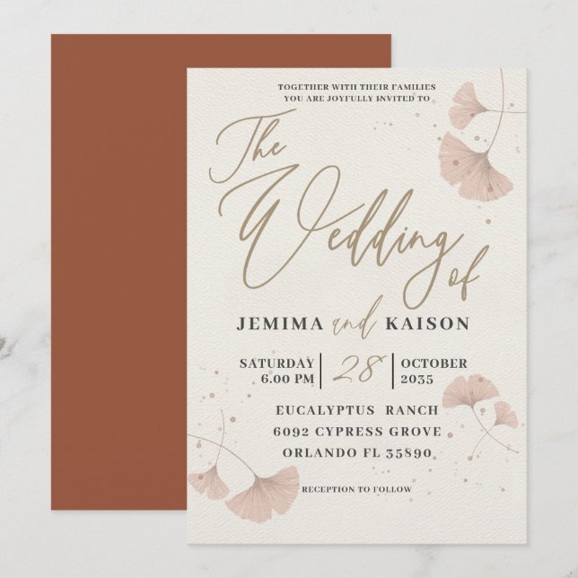 Faire invitation de mariage en terre cuite avec éc (Devant / Derrière)