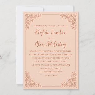 Faire invitation de mariage en terre cuite pêche