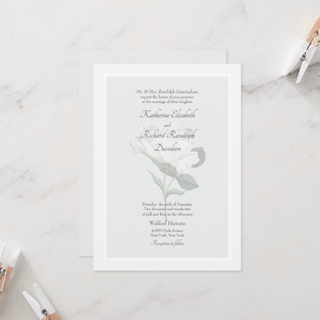 Faire invitation de mariage en un lieu Rose Blanch (Devant/Arrière en situation)