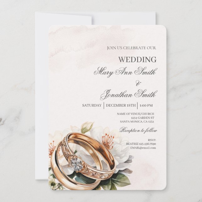 Faire invitation de mariage espagnol floral blanc (Devant)