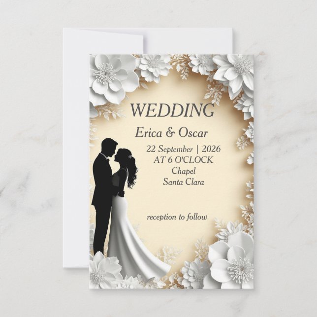 Faire invitation de mariage floral (Devant)