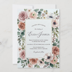 Faire invitation de mariage floral aquarelle 