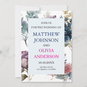 Faire invitation de mariage floral ardoise humeur