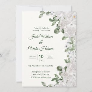 Faire invitation de mariage floral – Blanc & Vert