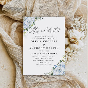 Faire invitation de mariage floral bleu clair roma