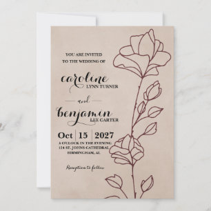 Faire invitation de mariage floral bordeaux élégan