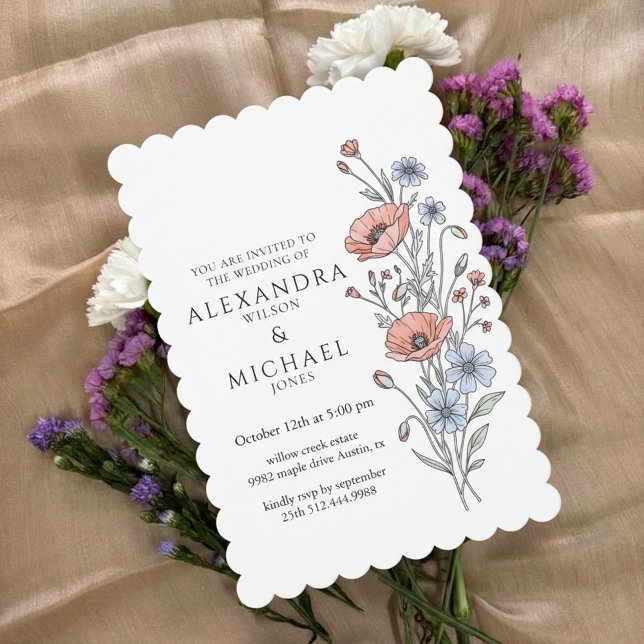 Faire invitation de mariage floral botanique éléga (Classic elegant botanical floral wedding design)