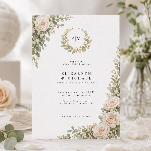 Faire invitation de mariage floral Couronne de ver (Créateur téléchargé)