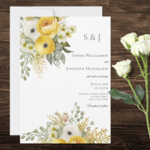 Faire invitation de mariage floral or et beige