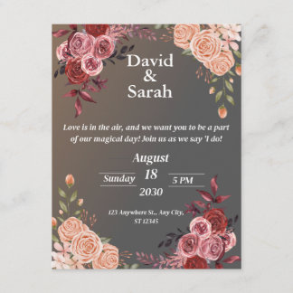 Faire invitation de mariage floral ROMANTIQUE