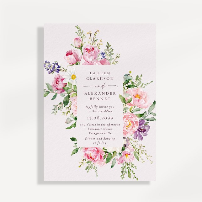 Faire invitation de mariage floral rose pour le pr (Créateur téléchargé)