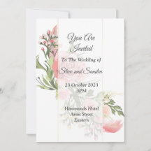 Faire invitation de mariage, floral rose vintage