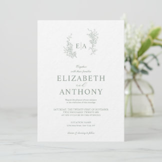 Faire invitation de mariage floral vert sauge simp