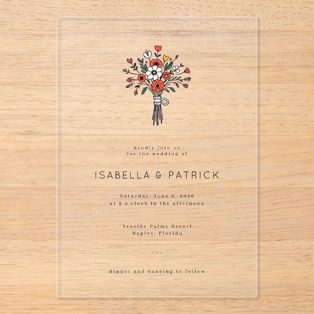 Faire invitation de mariage florale (Recto)