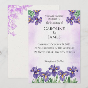 Faire invitation de mariage florale aquarelle Iris