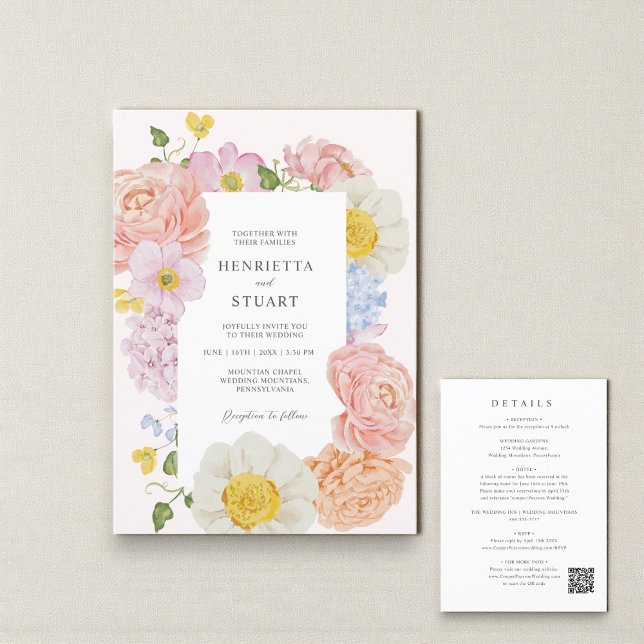 Faire invitation de mariage Florale aux Péches tou (Créateur téléchargé)