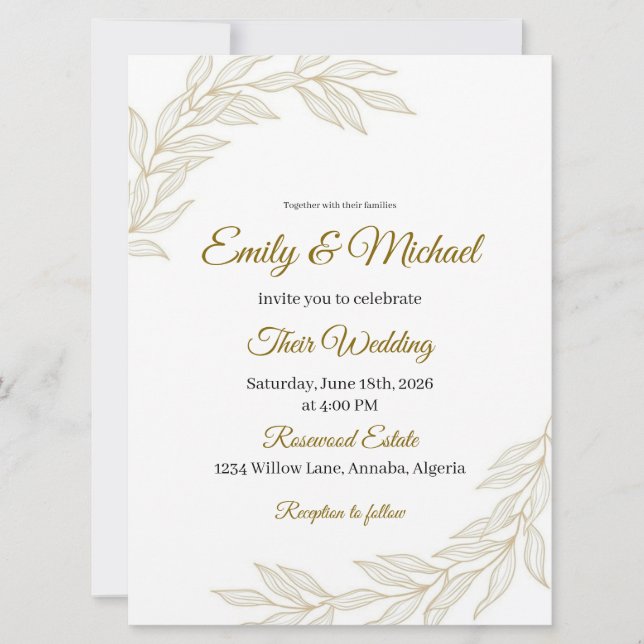 Faire invitation de mariage florale avec écriture  (Devant)