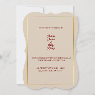 Faire invitation de mariage florale beige et borde