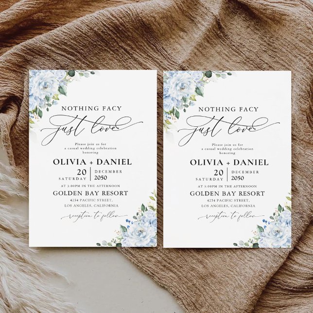 Faire invitation de mariage florale bleu clair rom (Créateur téléchargé)