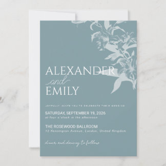 Faire invitation de mariage florale bleue élégante