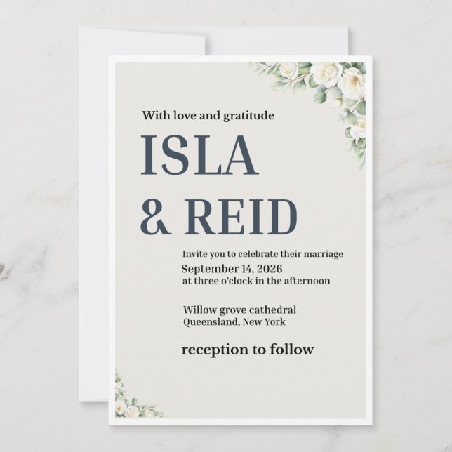 Faire invitation de mariage florale | Classique mi (Devant)