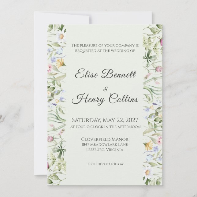 Faire invitation de mariage florale de jardin angl (Devant)