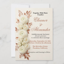 Faire invitation de mariage florale en cuivre et o