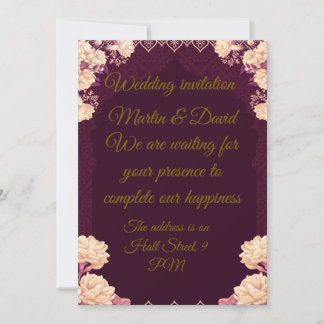 Faire invitation de mariage florale en or