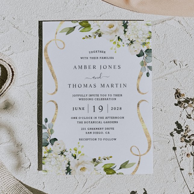 Faire invitation de mariage florale ivoire (Créateur téléchargé)