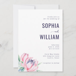 Faire invitation de mariage florale navy
