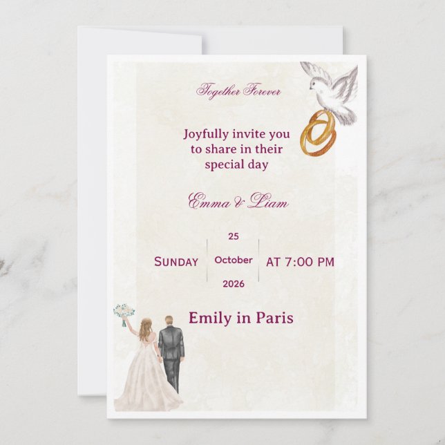 Faire invitation de mariage florale | RomaInvitati (Devant)