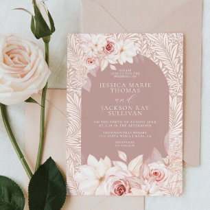 Faire Invitation de Mariage Florale Rose