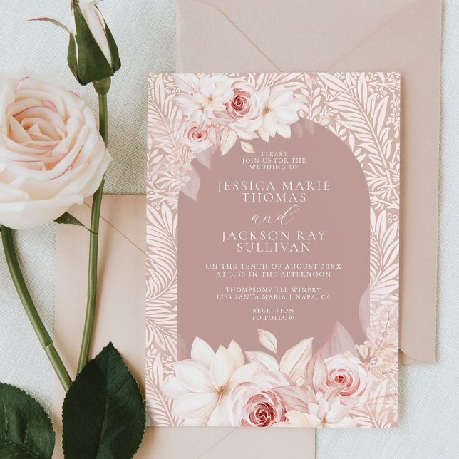 Faire Invitation de Mariage Florale Rose (Créateur téléchargé)