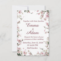 Faire invitation de mariage florale rose saumon Fl