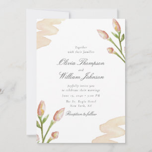Faire invitation de mariage florale rose tendre mi