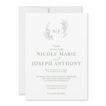 Faire invitation de mariage florale vert sauge