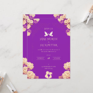 Faire invitation de mariage florale violette avec 