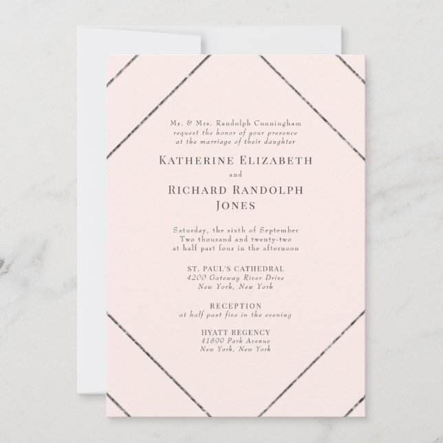 Faire invitation de mariage formel Blush & Gris (Devant)