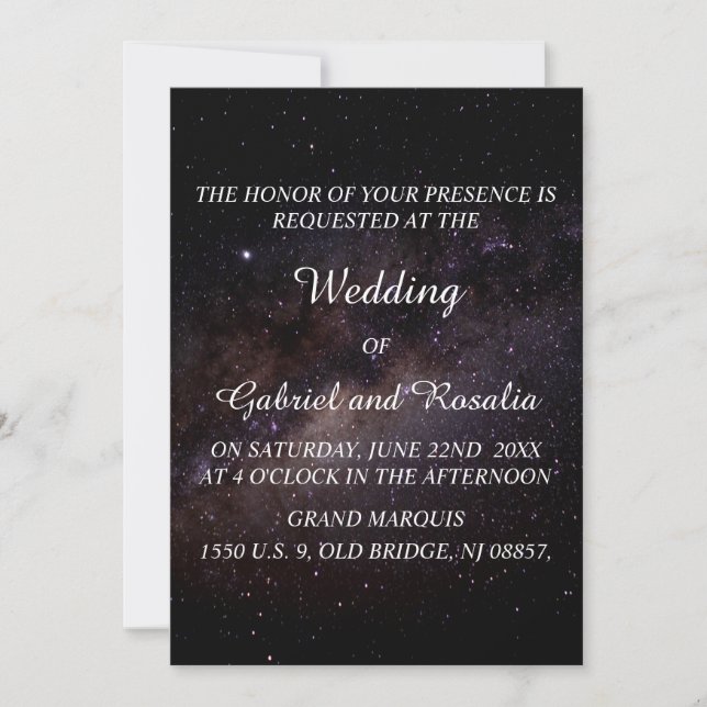 Faire invitation de mariage Galaxie Ciel nocturne  (Devant)
