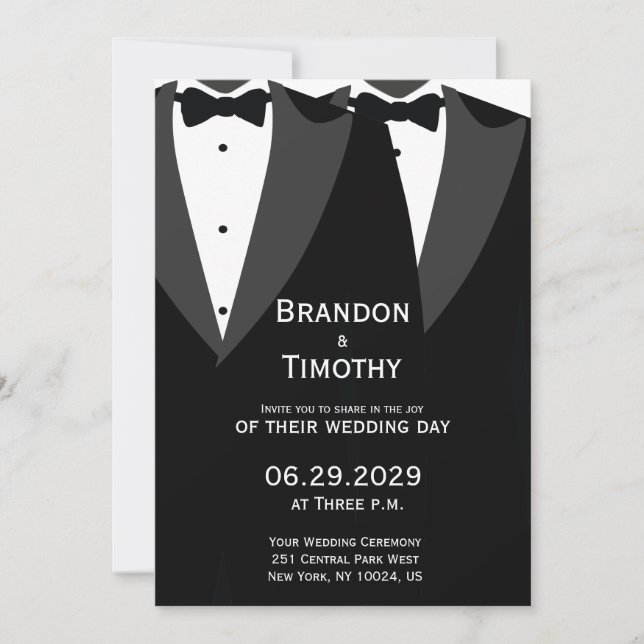 Faire invitation de mariage gay en tenue de soirée (Devant)