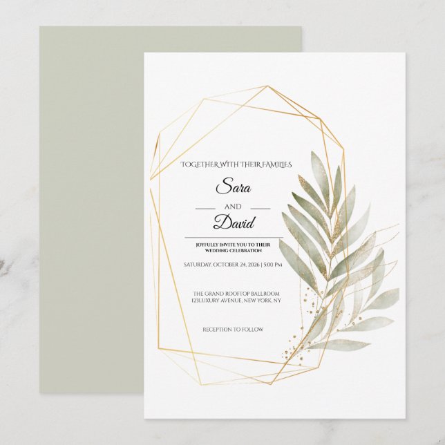 Faire invitation de mariage géométrique à la verdu (Devant / Derrière)