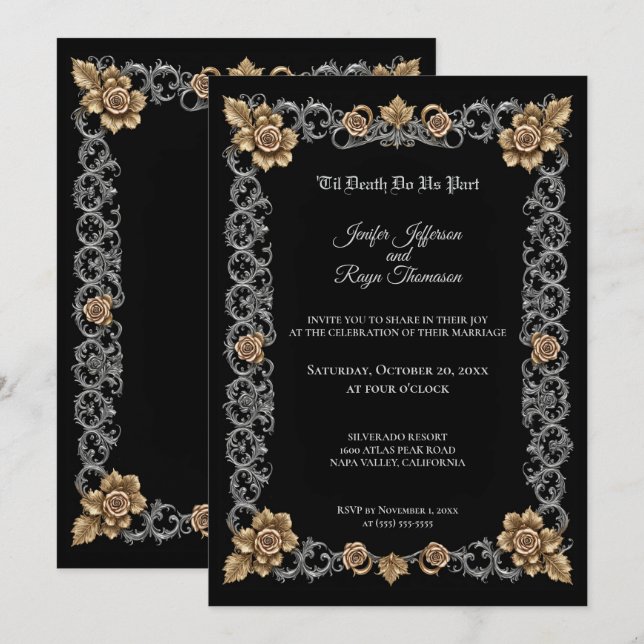 Faire invitation de mariage gothique élégant (Devant / Derrière)