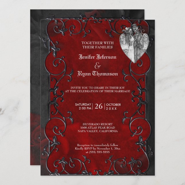 Faire invitation de mariage gothique Halloween (Devant / Derrière)
