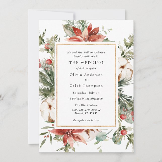 Faire invitation de mariage hivernal persistante (Devant)